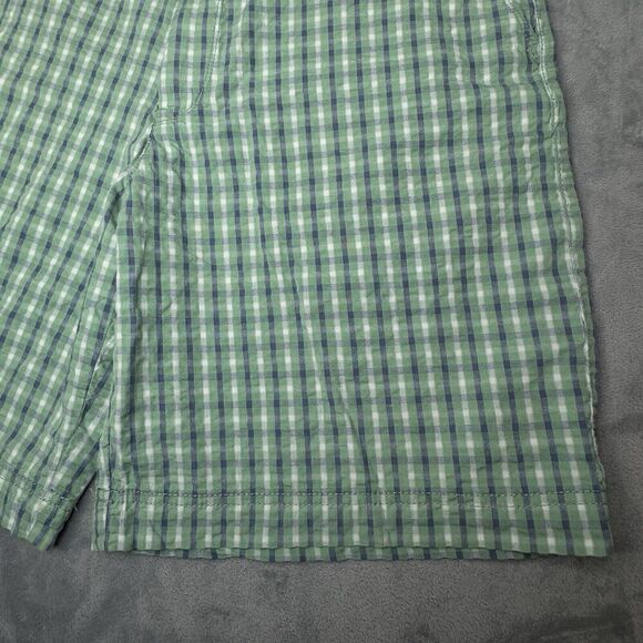 IZOD Men 34 Shorts Green Seersucker Plaid Luxury Sport Chino Golf Flat 9" Inseam - Picture 3 of 16